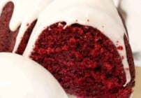 Pinterest image for red velvet bundt cake.