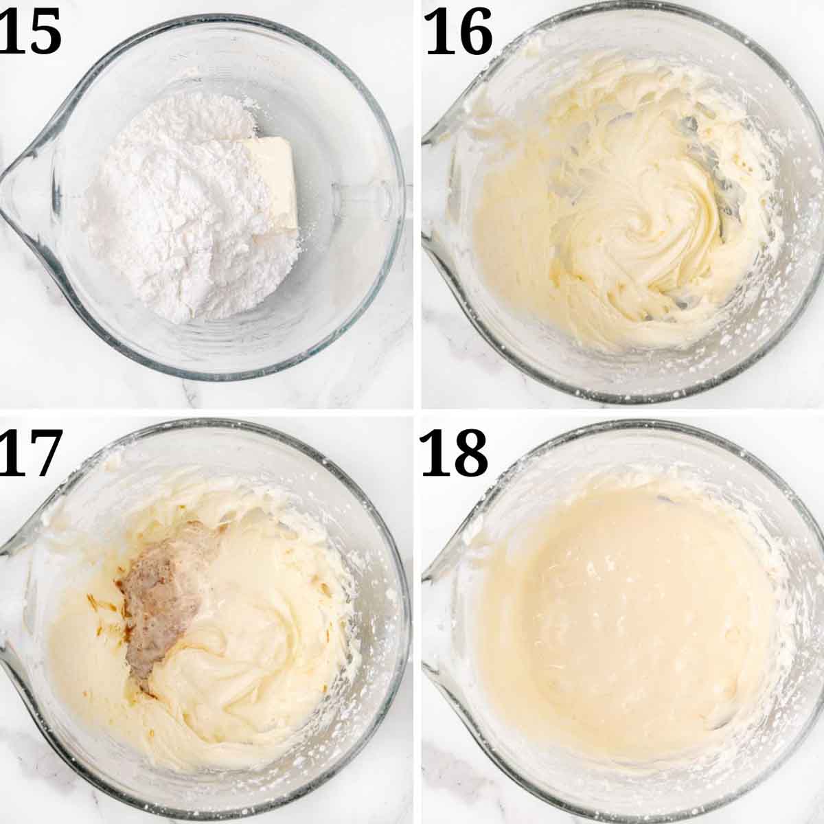 Collage showing how to make icing.