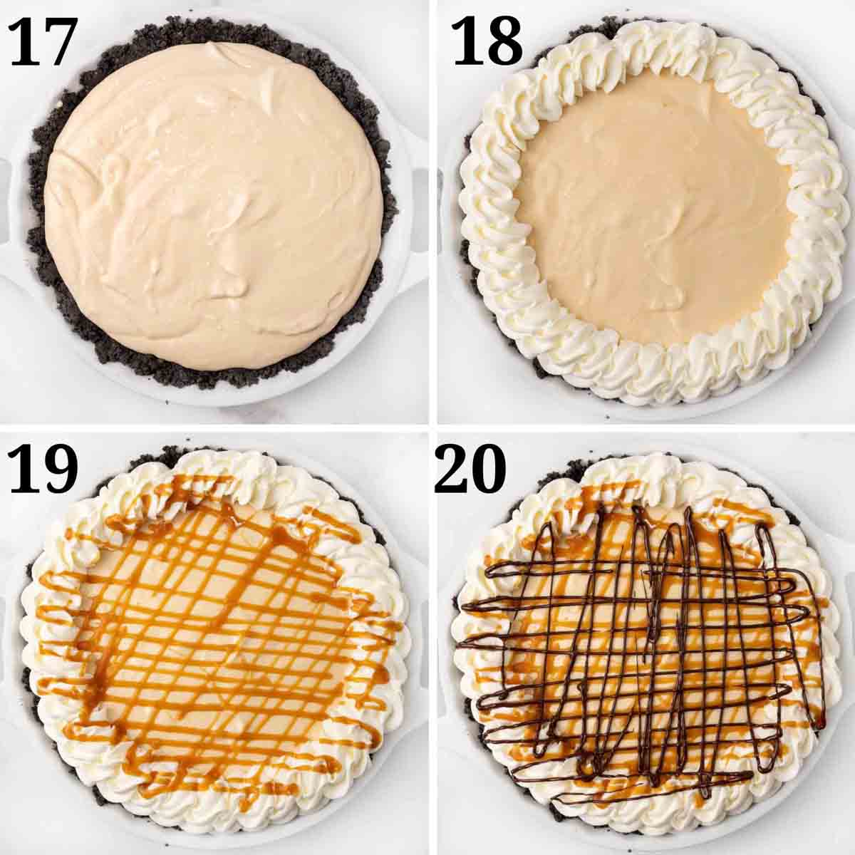 Collage showing how to assemble dessert.