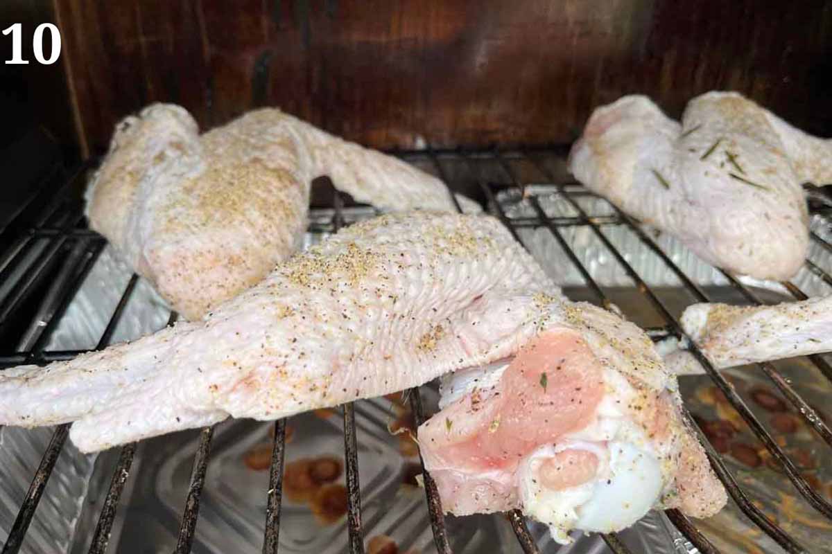 Turkey wings in smoker.