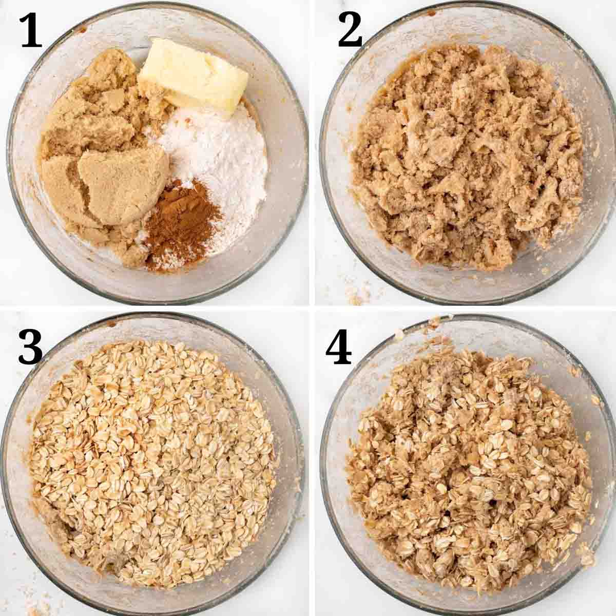 Collage showing how to make topping.