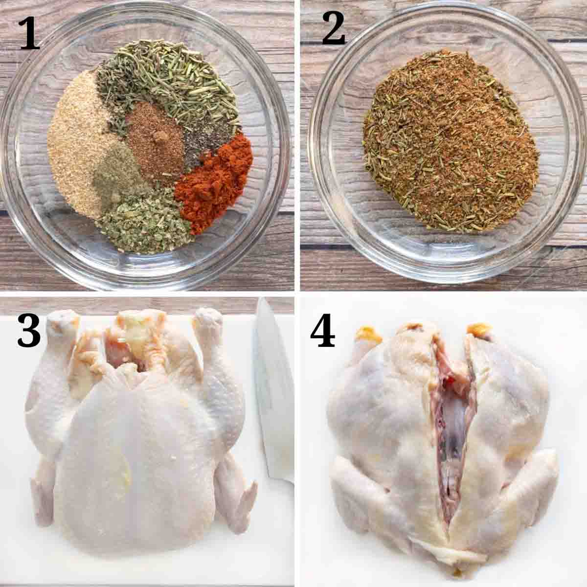 Collage showing how to start preparing recipe.