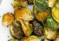 Pinterest image for roasted brussels sprouts.