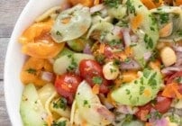 Pinterest image for tortellini pasta salad.