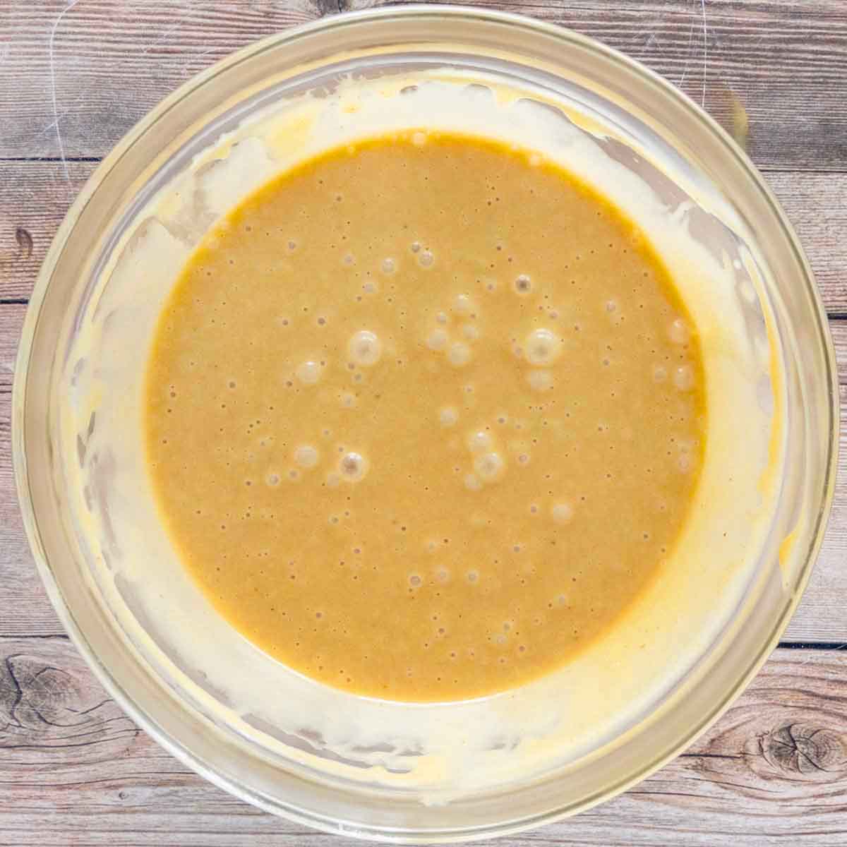 Finished recipe in a glass bowl.