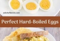 Pinterest image for hard-boiled eggs.