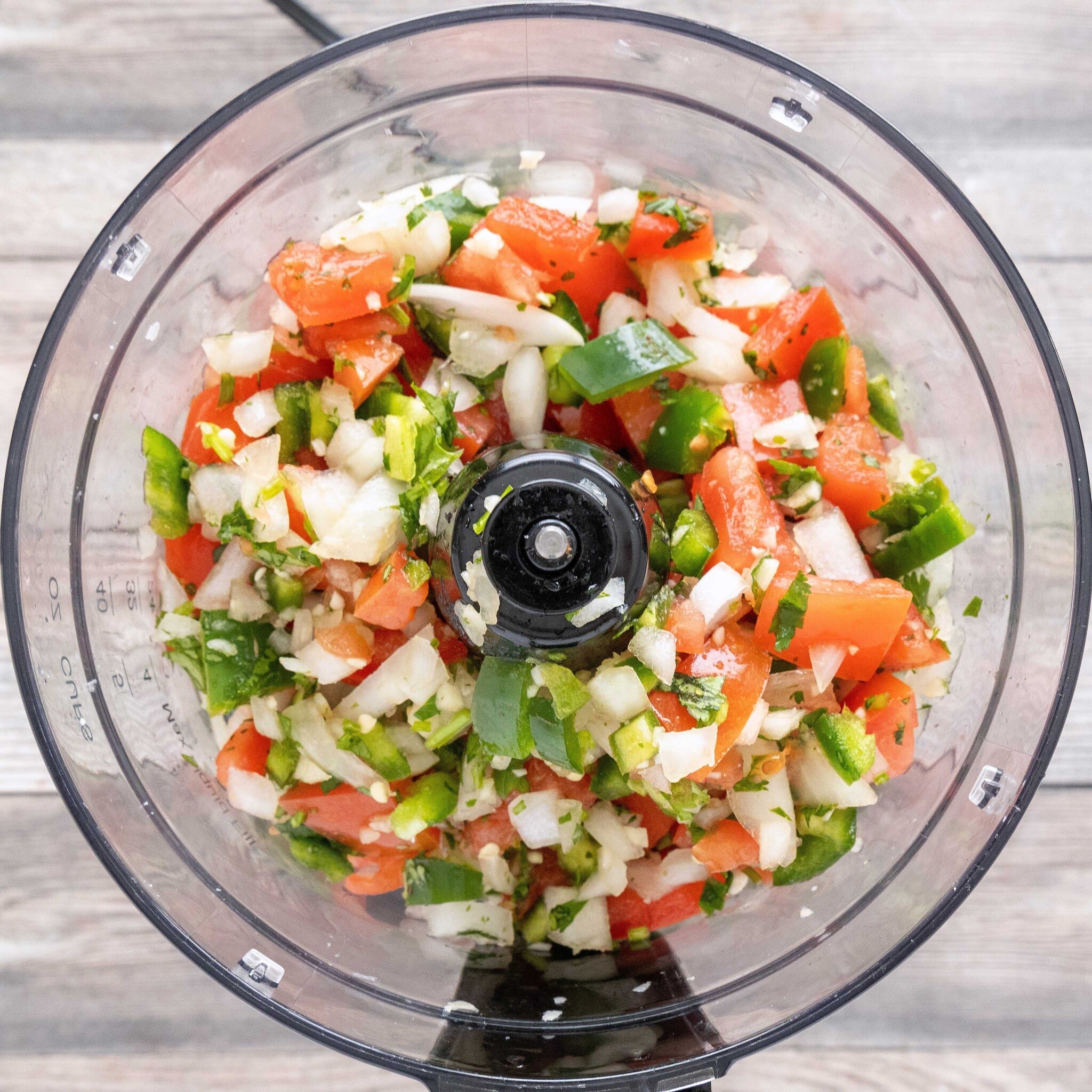 Ingredients added to the food processor.