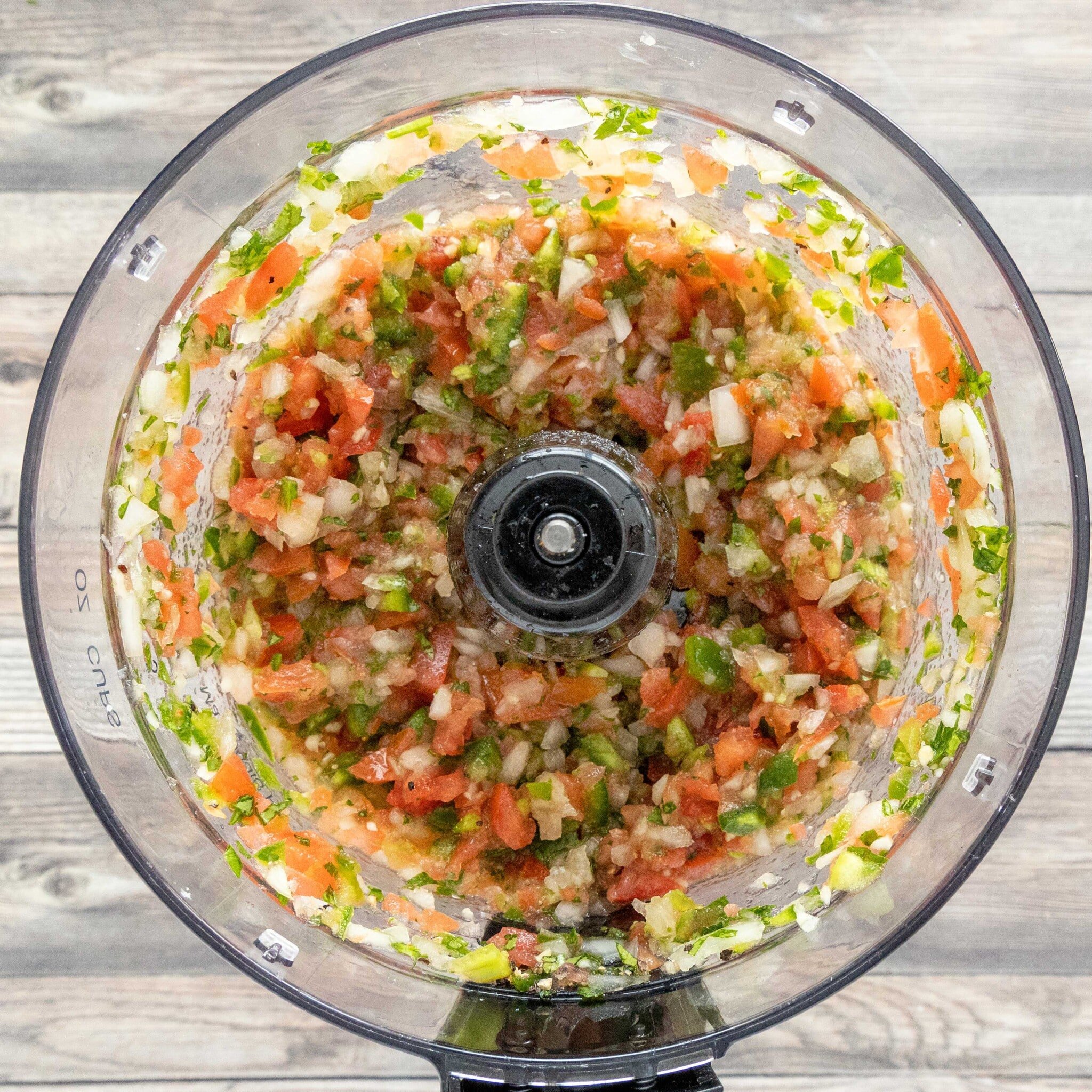 Processed ingredients in the food processor.