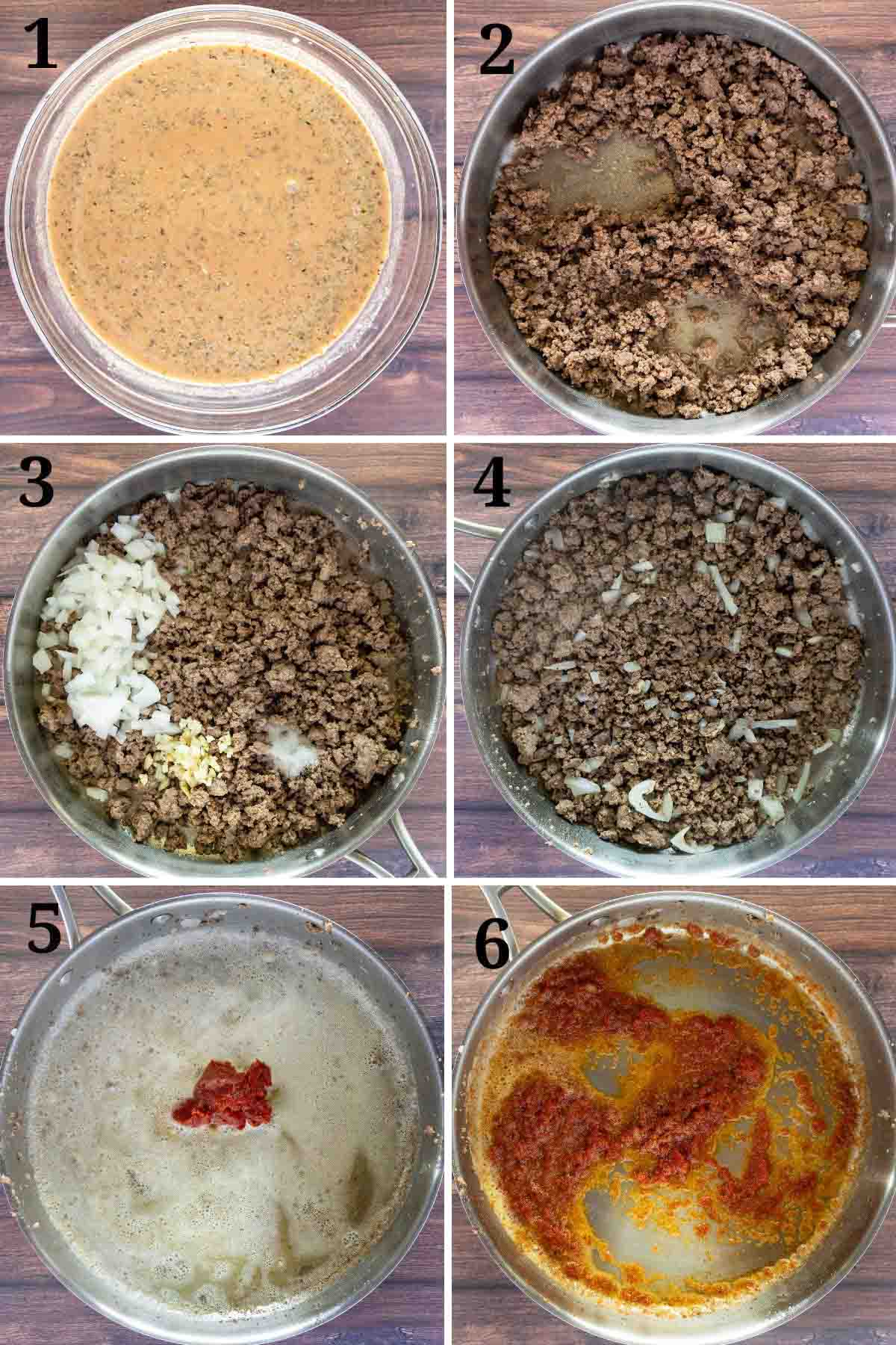 Collage showing how to begin the recipe.