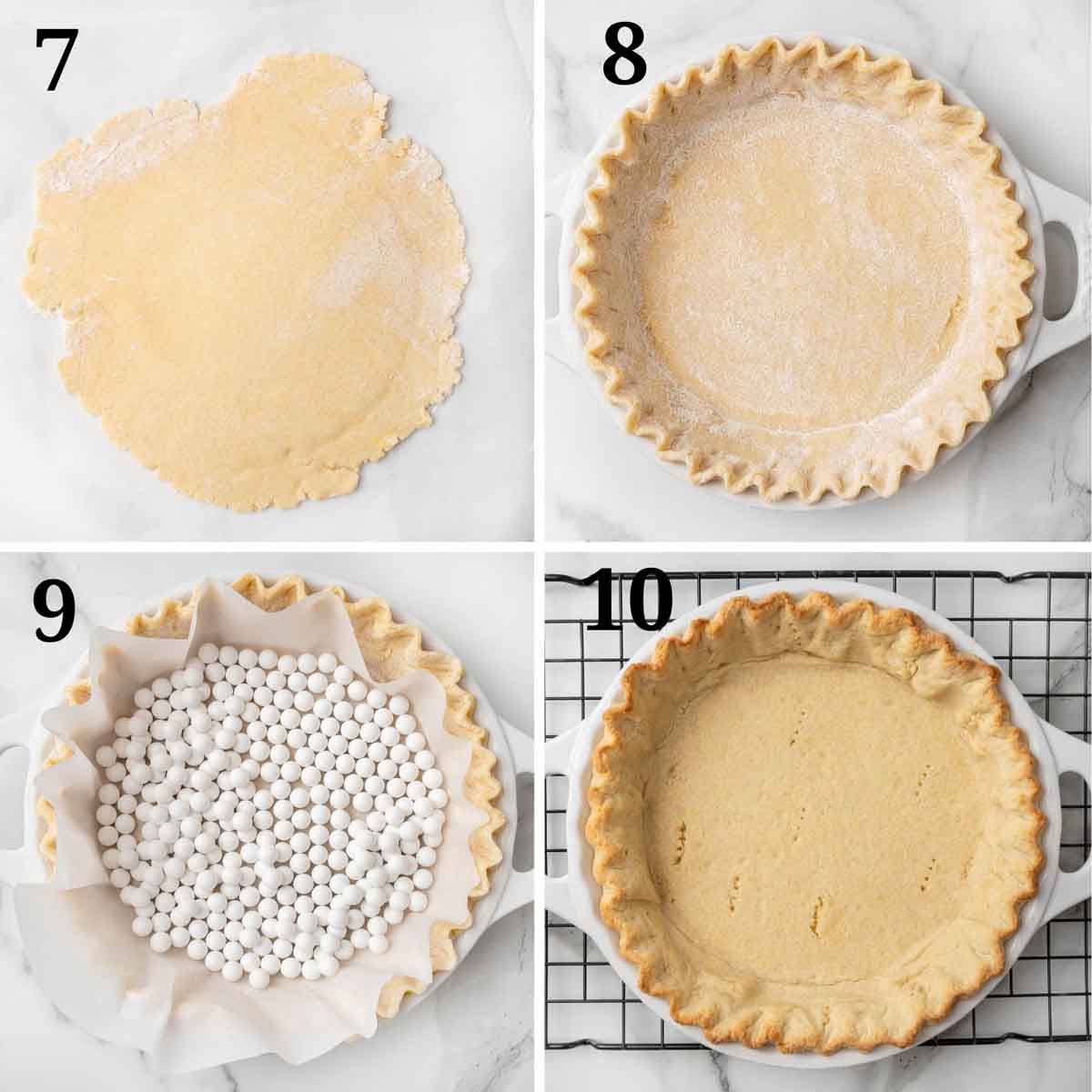 Collage showing how to finish the pie crust.
