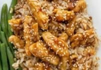 Pinterest image for bourbon chicken.