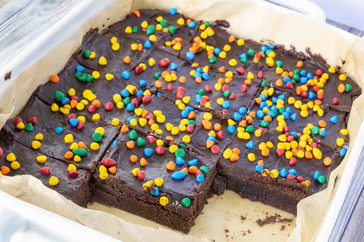 Cosmic Brownies in the baking pan.