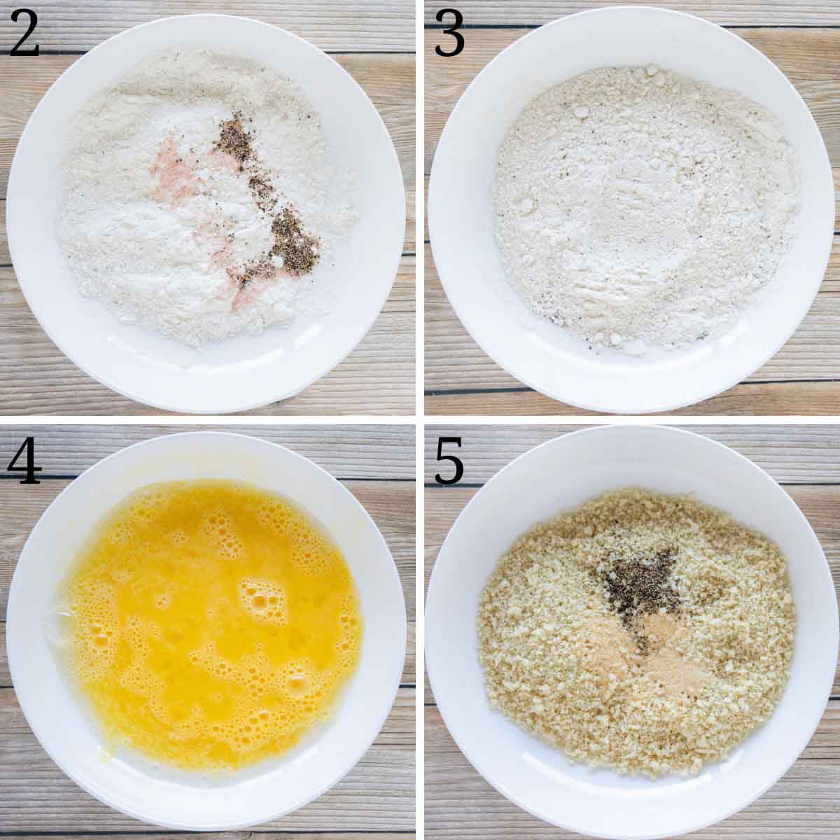 Collage showing how to set up the breading station.