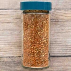 Fajita seasoning in a glass jar.