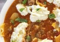 Pinterest image for Lasagna Soup.