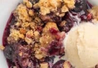 Pinterest image for blueberry crumble.