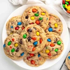 Monster cookies on a white plate.